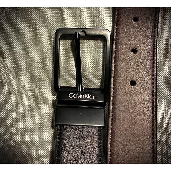 Belt Calvin Klein Men Pants Jeans M 34-38 Black Brown 11KA010008 MSRP 49.50 new - Picture 1 of 4